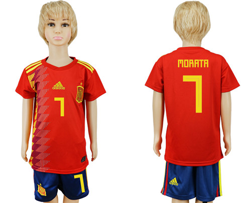 Spain 7 MORATA Youth Home 2018 FIFA World Cup Soccer Jersey