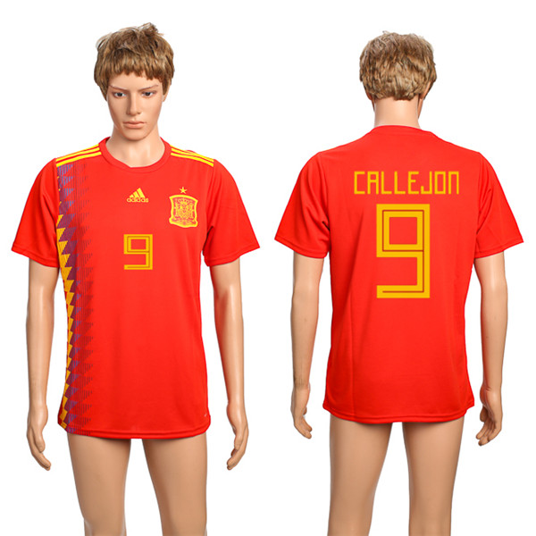 Spain 9 CALLEJON Home 2018 FIFA World Cup Thailand Soccer Jersey