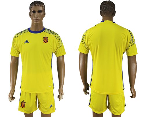 Spain Blank Yellow Goalkeeper Soccer Country Jersey