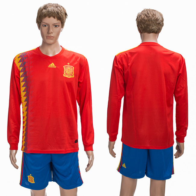 Spain Home 2018 FIFA World Cup Long Sleeve Soccer Jersey