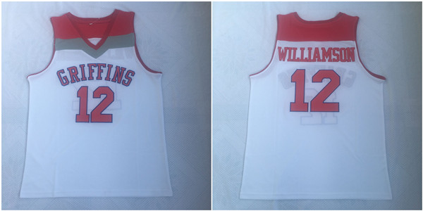 Spartanburg Griffins 12 Zion Williamson White High School Basketball Jersey