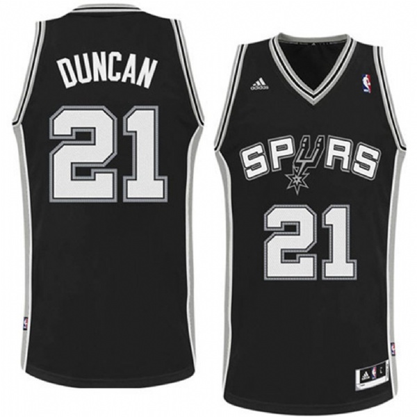San Antonio Spurs #21 Tim Duncan Revolution 30 Swingman Black Jersey