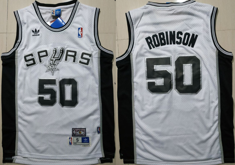 Spurs 50 David Robinson White Hardwood Classics Jersey