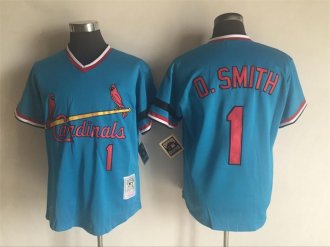 St. Louis Cardinals Mens Jerseys 1 Ozzie Smith Throwback Baseball Jersey