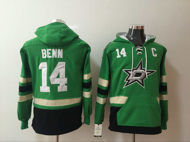 Stars 14 Jamie Benn Green All Stitched Hooded Sweatshirt