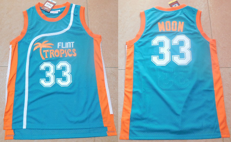 Stitched 33 Jackie Moon Jersey Flint Tropics Jersey Basketball Jersey Green