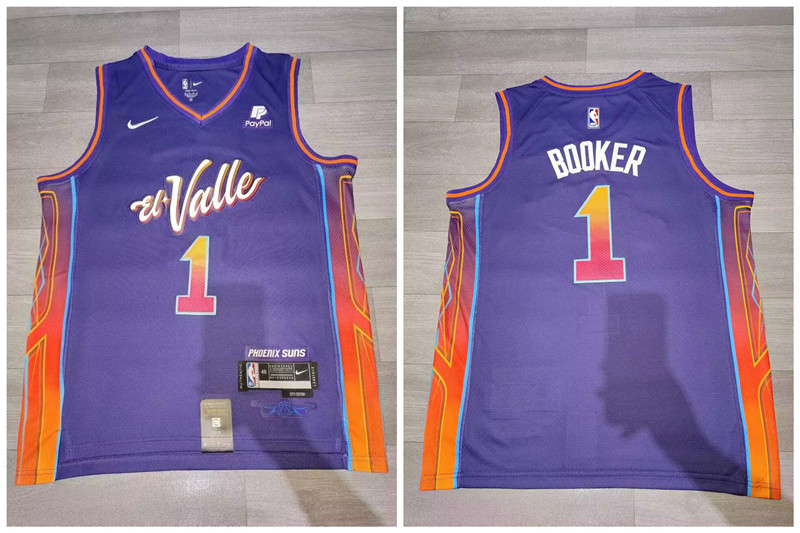 Suns 1 Devin Booker Purple Nike 2023 24 City Edition Swingman Jersey