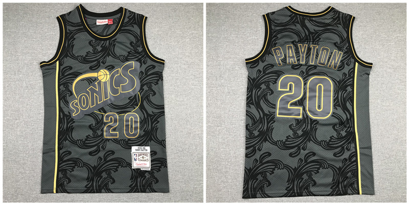 SuperSonics 20 Gary Payton Black 1995 96 Hardwood Classics Jersey