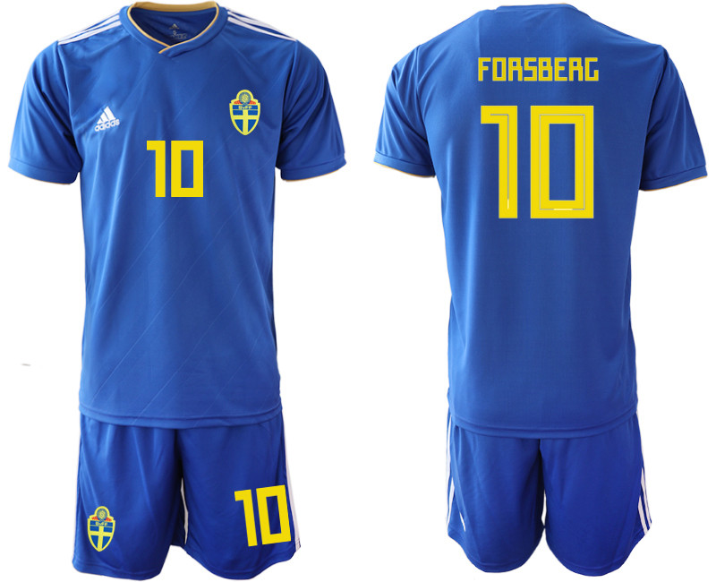 Sweden 10 FORSBERG Away 2018 FIFA World Cup Soccer Jersey