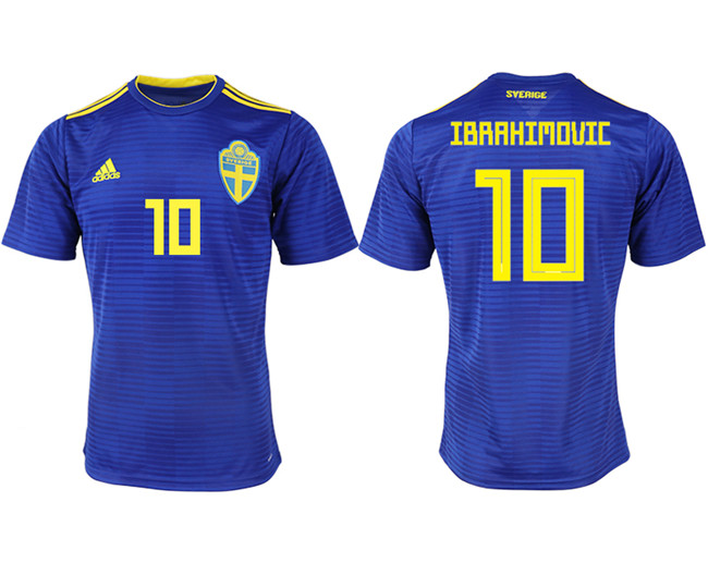 Sweden 10 IBRAHIMOVIC Away 2018 FIFA World Cup Thailand Soccer Jersey