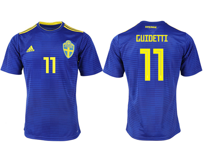 Sweden 11 GUIDETTI Away 2018 FIFA World Cup Thailand Soccer Jersey