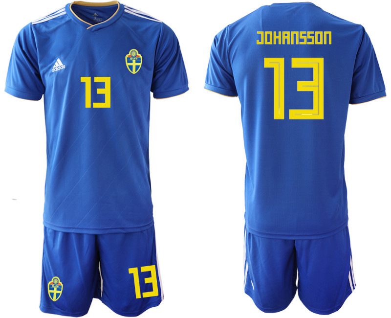 Sweden 13 JOHANSSON Away 2018 FIFA World Cup Soccer Jersey
