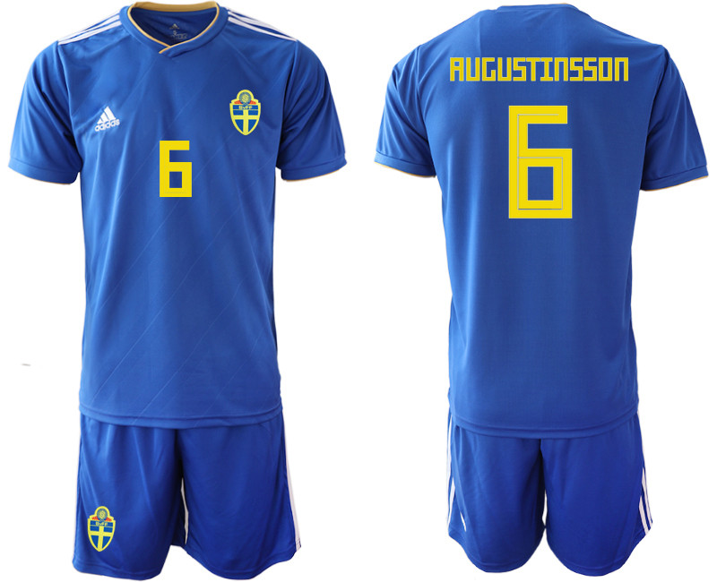 Sweden 6 RUGUSTINSSON Away 2018 FIFA World Cup Soccer Jersey