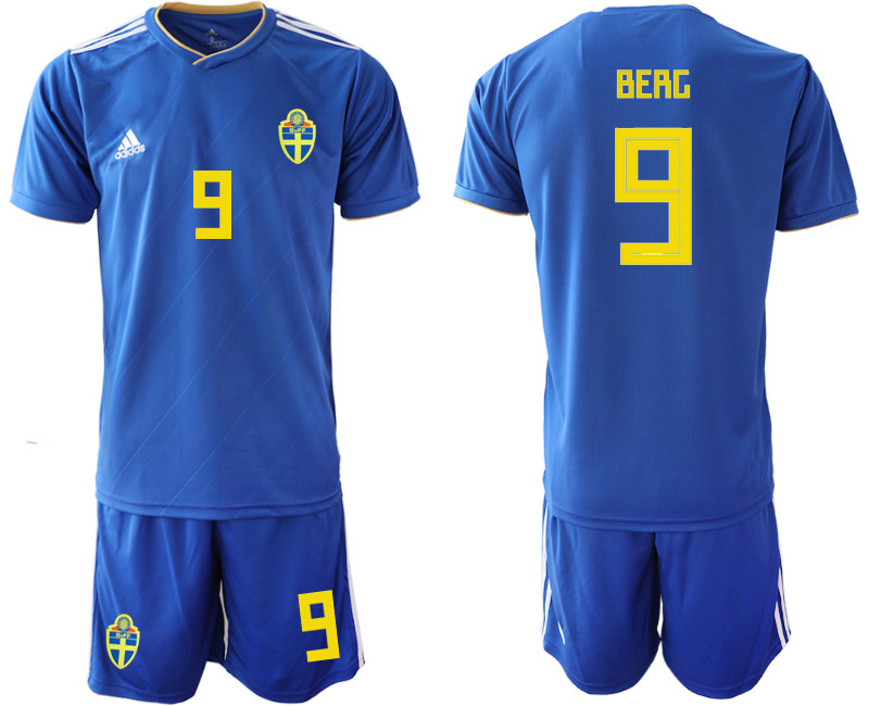 Sweden 9 BERG Away 2018 FIFA World Cup Soccer Jersey