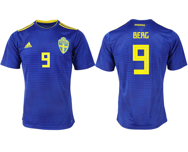 Sweden 9 BERG Away 2018 FIFA World Cup Thailand Soccer Jersey