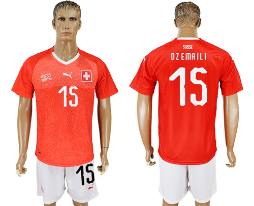 Switzerland 15 DZEMAILI Home 2018 FIFA World Cup Soccer Jersey