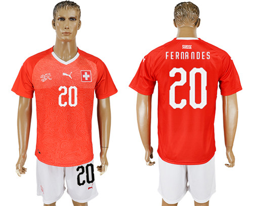 Switzerland 20 FERNANDES Home 2018 FIFA World Cup Soccer Jersey