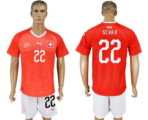 Switzerland 22 SCHAR Home 2018 FIFA World Cup Soccer Jersey