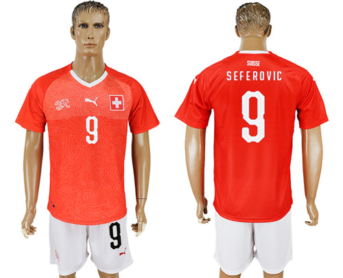 Switzerland 9 SEFEROVIC Home 2018 FIFA World Cup Soccer Jersey