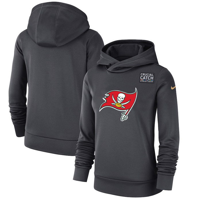 Tampa Bay Buccaneers Anthracite Women's  Crucial Catch Performance Hoodie