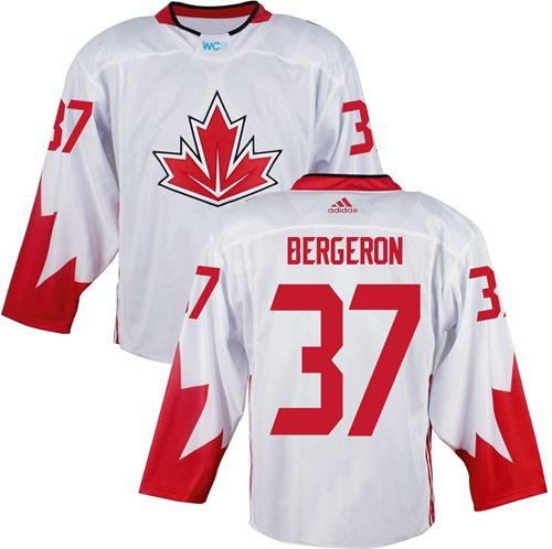 Team Canada 37 Patrice Bergeron White 2016 World Cup Stitched NHL Jersey