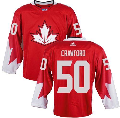 Team Canada 50 Corey Crawford Red 2016 World Cup Stitched NHL Jersey