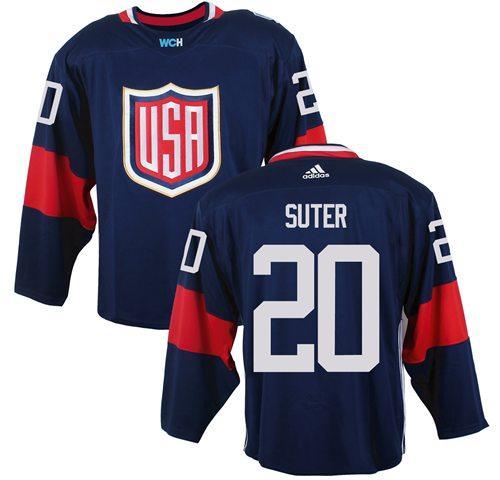Team USA 20 Ryan Suter Navy Blue 2016 World Cup Stitched NHL Jersey