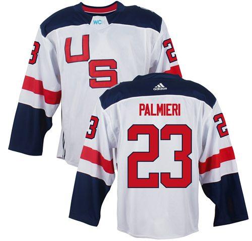 Team USA 23 Kyle Palmieri White 2016 World Cup Stitched NHL Jersey
