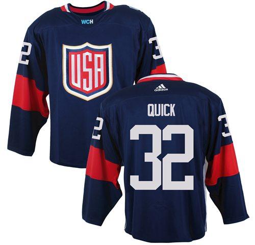 Team USA 32 Jonathan Quick Navy Blue 2016 World Cup Stitched NHL Jersey