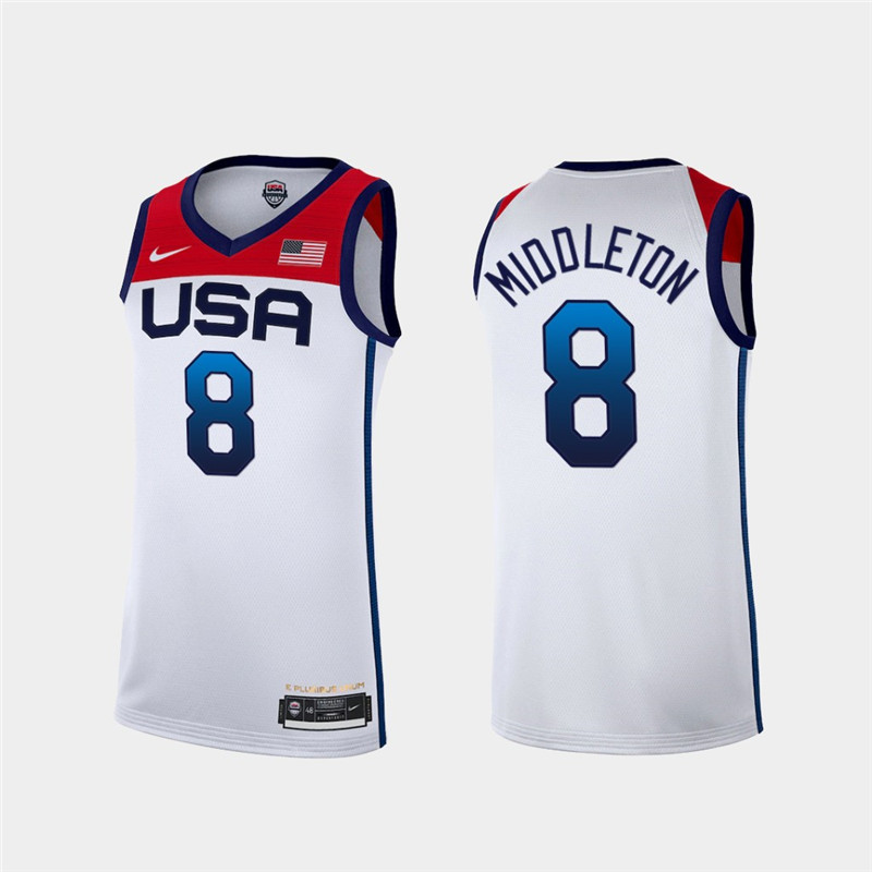 Team USA 8 Middleton White 2021 Olympics Basketball Swingman Jersey
