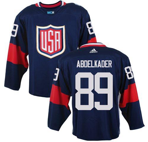 Team USA 89 Justin Abdelkader Navy Blue 2016 World Cup Stitched NHL Jersey