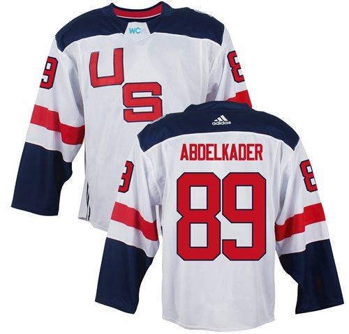 Team USA 89 Justin Abdelkader White 2016 World Cup Stitched NHL Jersey