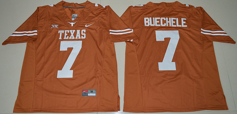 Texas Longhorns Jersey 7 Shane Buechele Orange Limited Stitched NCAA Jersey