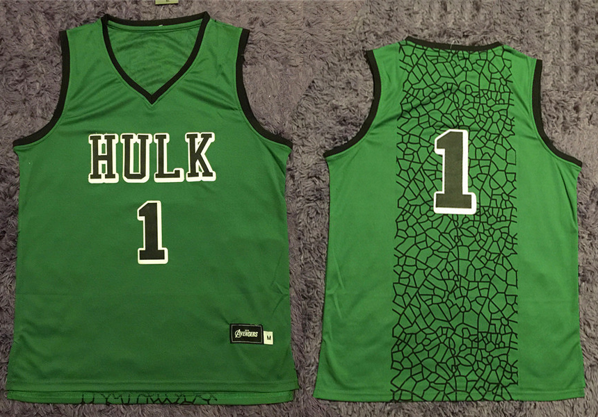 The Avengers Movie Hero 1 The Hulk Green Basketball Jersey