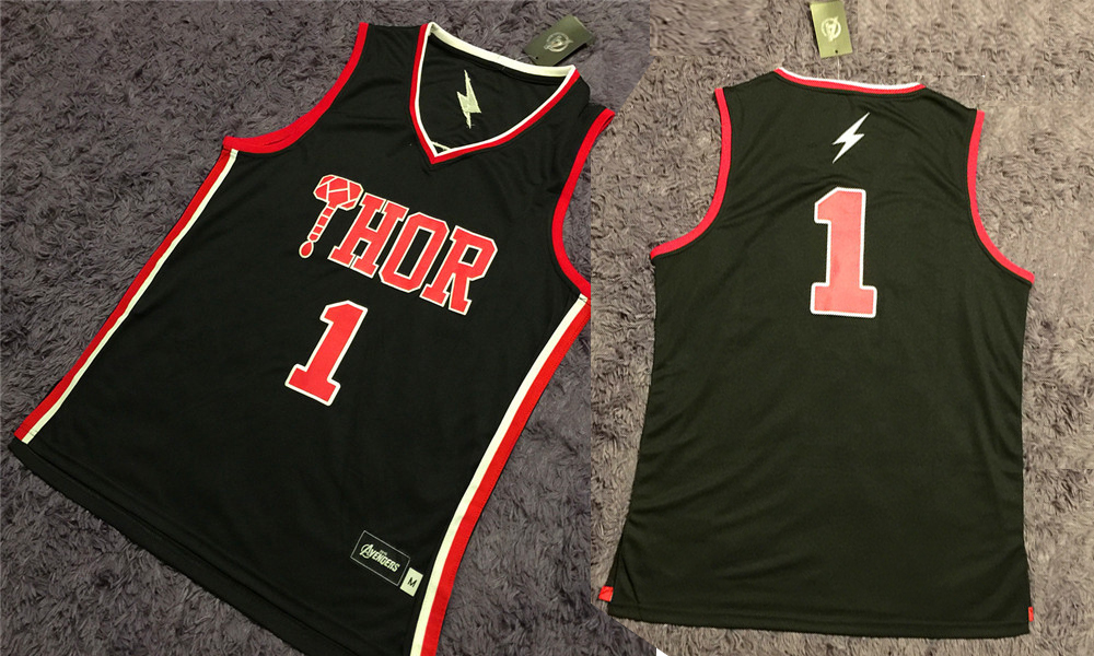 The Avengers Movie Hero 1 The Thor Black Basketball Jersey