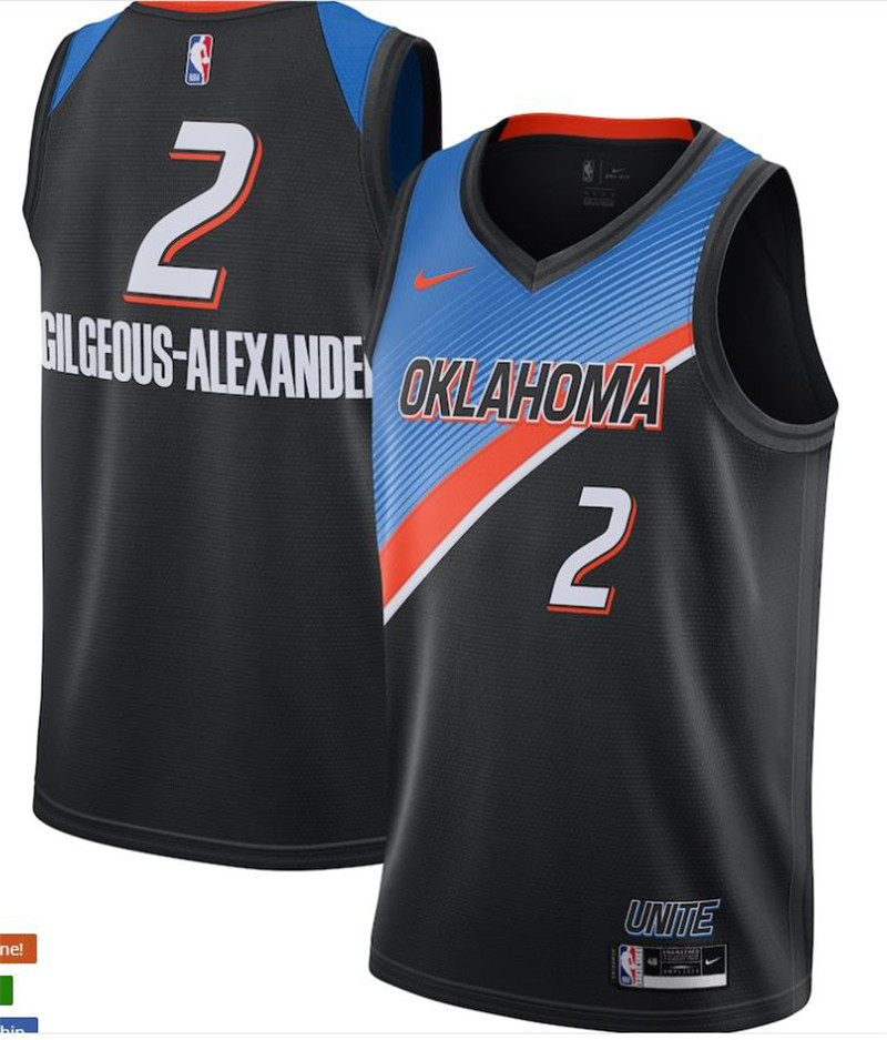 Thunder 2 Gilgeous Alexander Black 2020 21 City Edition Nike Swingman Jerseys