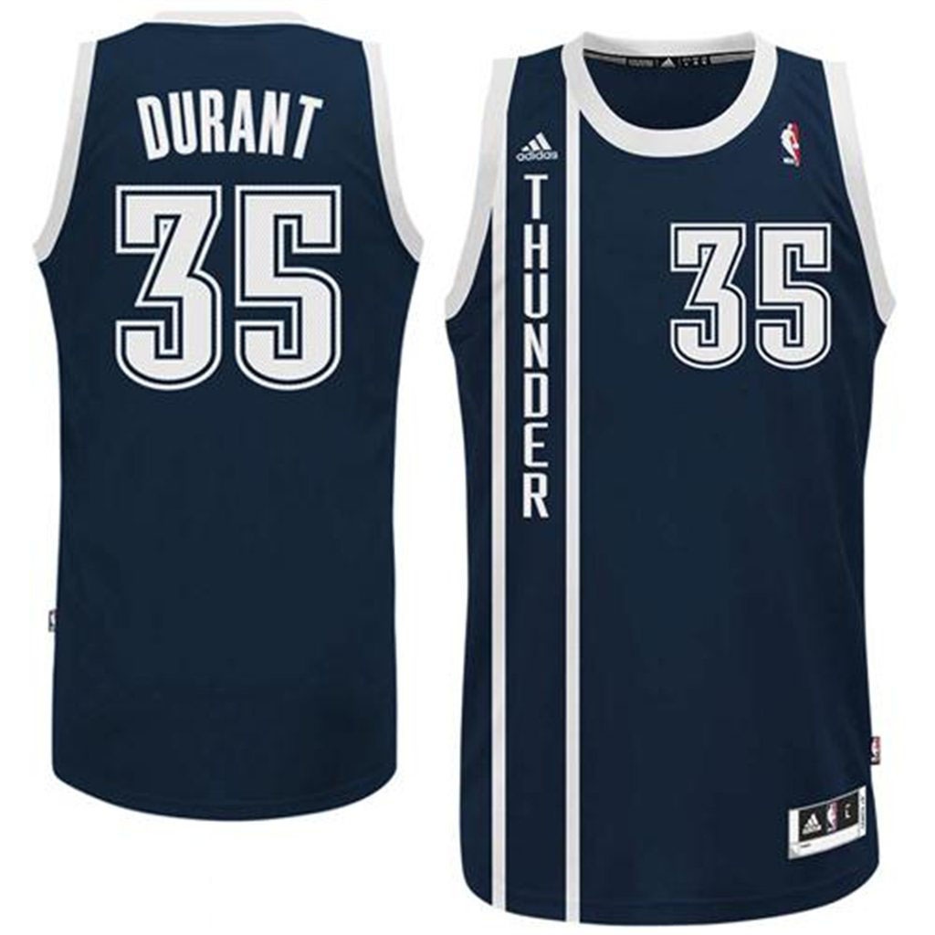 Oklahoma City #35 Kevin Durant Thunder Revolution 30 Swingman Alternate Navy Blue Jersey