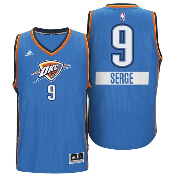 Oklahoma City Thunder #9 Serge Ibaka Christmas Day X mas Big Logo Swingman Blue Jersey