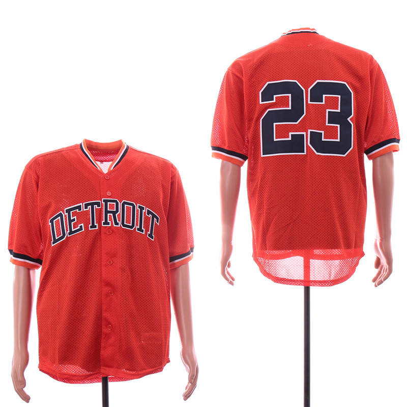 Tigers 23 Kirk Gibson Orange Mesh Throwback Jersey