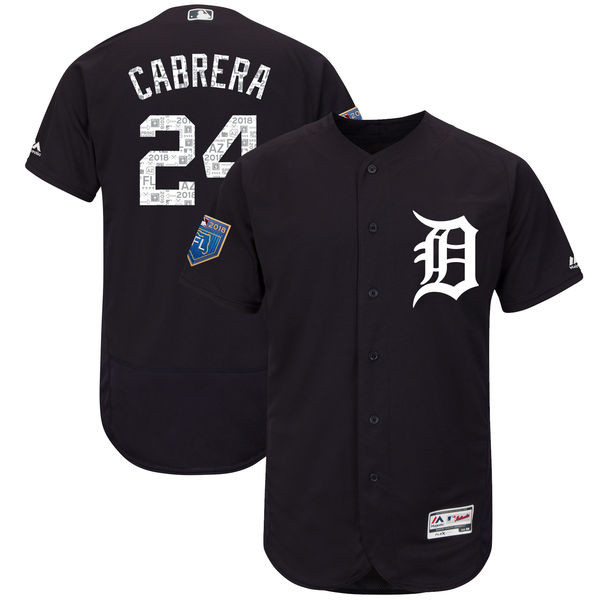 Tigers 24 Miguel Cabrera Navy 2018 Spring Training Flexbase Jersey