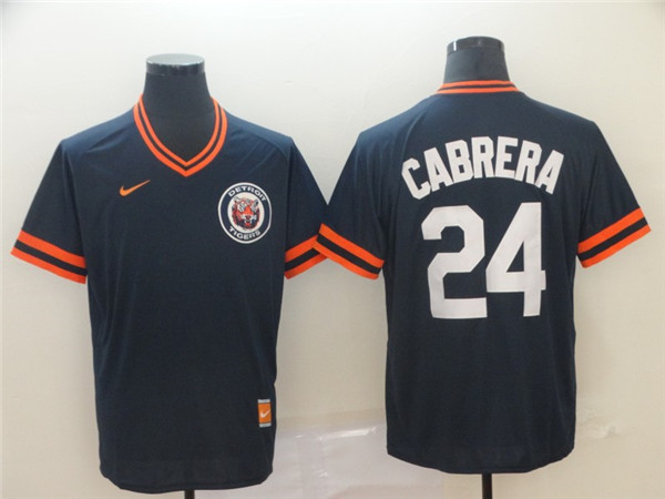 Tigers 24 Miguel Cabrera Navy Throwback Jersey