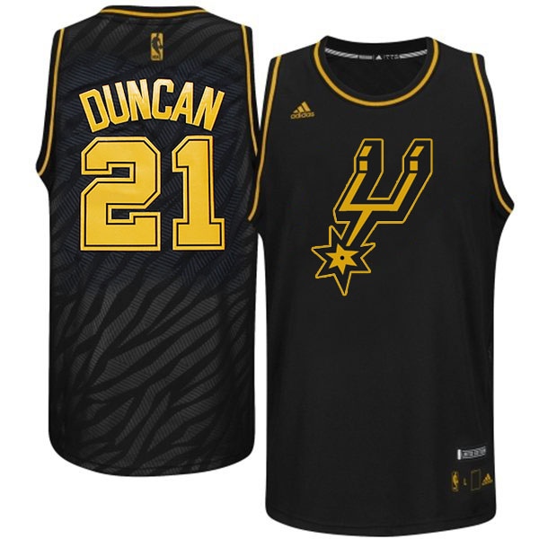 San Antonio Spurs #21 Tim Duncan Precious Metals Fashion Swingman Limited Edition Black Jersey