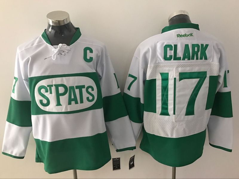 Toronto Maple Leafs 17 Wendel Clark White Green St Patrick Day Stitched NHL Jersey