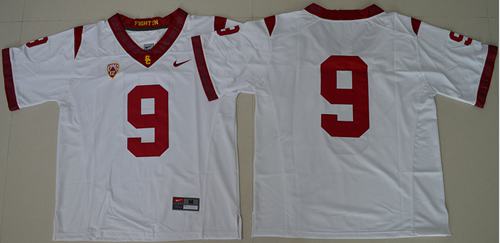 Trojans 9 JuJu Smith Schuster White PAC 12 C Patch Stitched NCAA Jersey