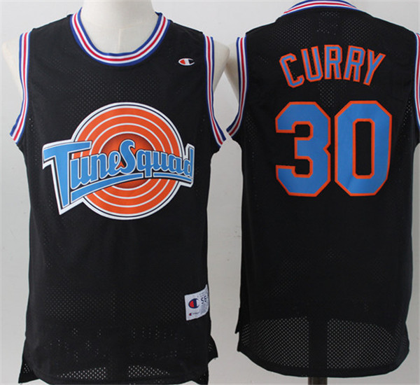 Tune Squad 30 Stephen Curry Black Stitched Movie Mesh Basketball Jersey