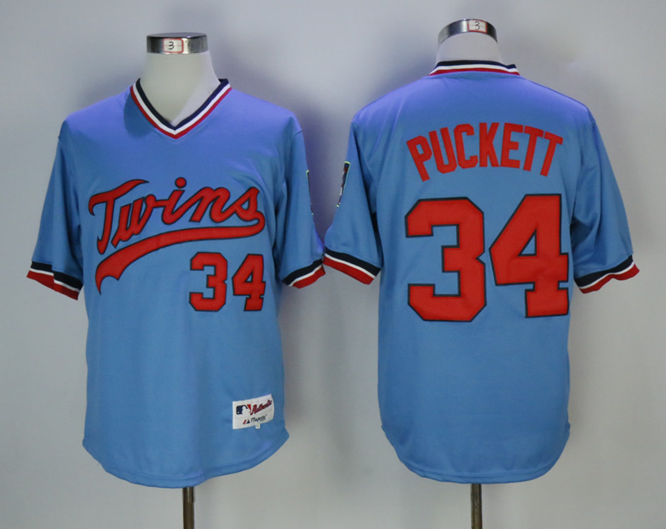 Twins 34 Kirby Puckett Blue 1984 Turn Back The Clock Jersey