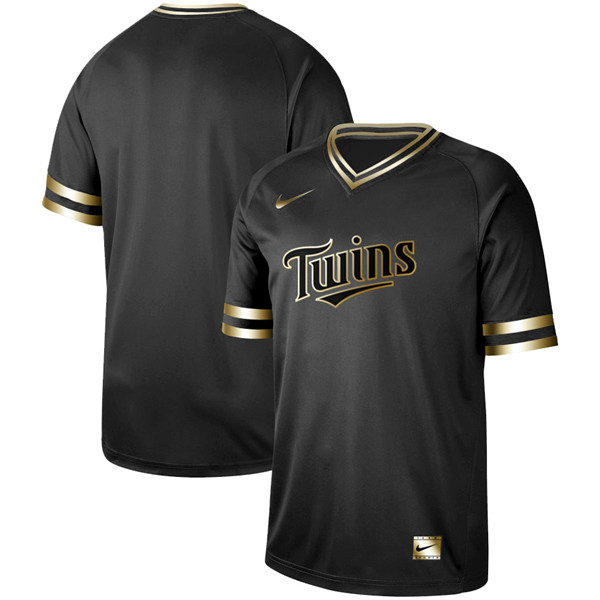 Twins Blank Black Gold Nike Cooperstown Collection Legend V Neck Jersey