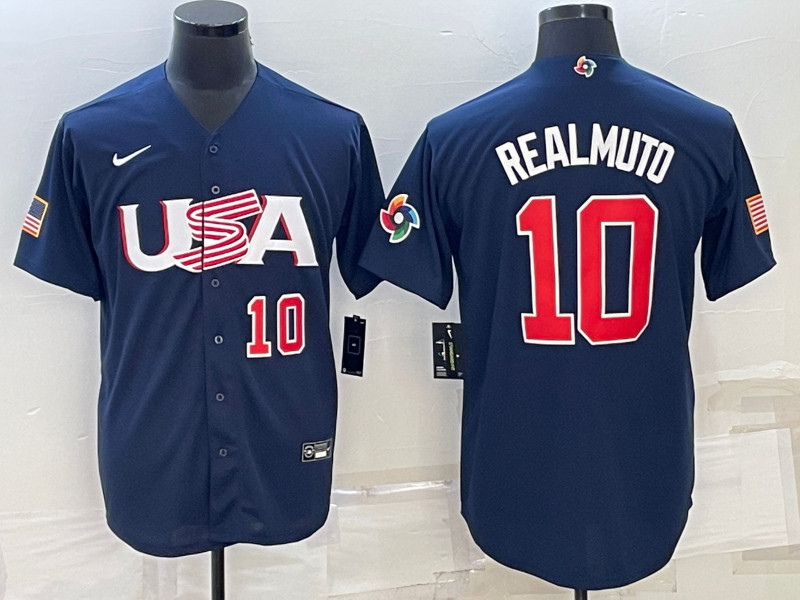 USA 10 J.T. Realmuto Black Nike 2023 World Baseball Classic Jerseys