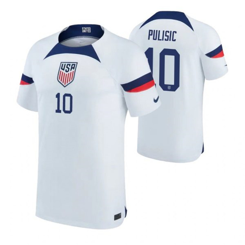 USA 10 PULISIC Home 2022 FIFA World Cup Thailand Soccer Jersey
