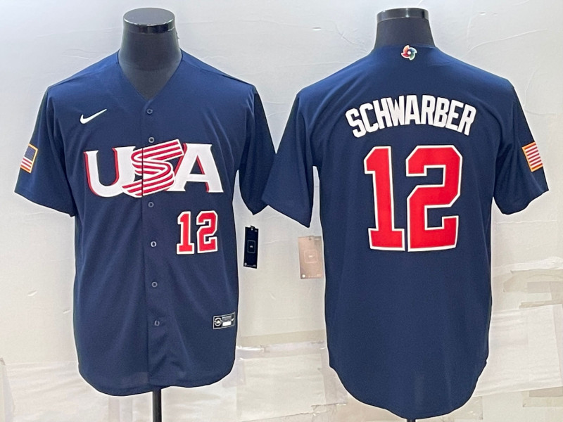 USA 12 Kyle Schwarber Black Nike 2023 World Baseball Classic Jersey